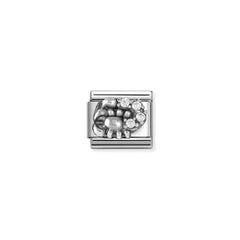 Nomination COMPOSABLE CLASSIC Element aus Edelstahl, dazu mit Cubic Zirkonia verziertes Sternzeichen-Relief aus 925er Silber (08_Skorpion)