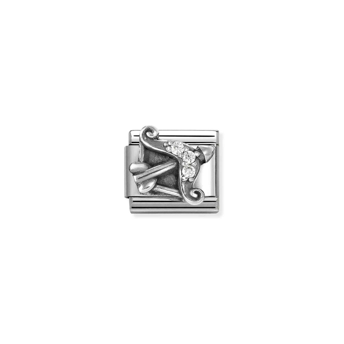 Nomination COMPOSABLE CLASSIC Element aus Edelstahl, dazu mit Cubic Zirkonia verziertes Sternzeichen-Relief aus 925er Silber (09_Schutze)