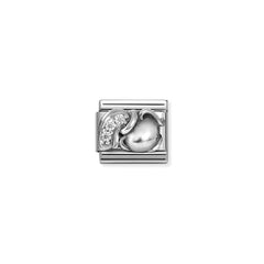 Nomination COMPOSABLE CLASSIC Element aus Edelstahl, dazu mit Cubic Zirkonia verziertes Sternzeichen-Relief aus 925er Silber (11_Wassermann)