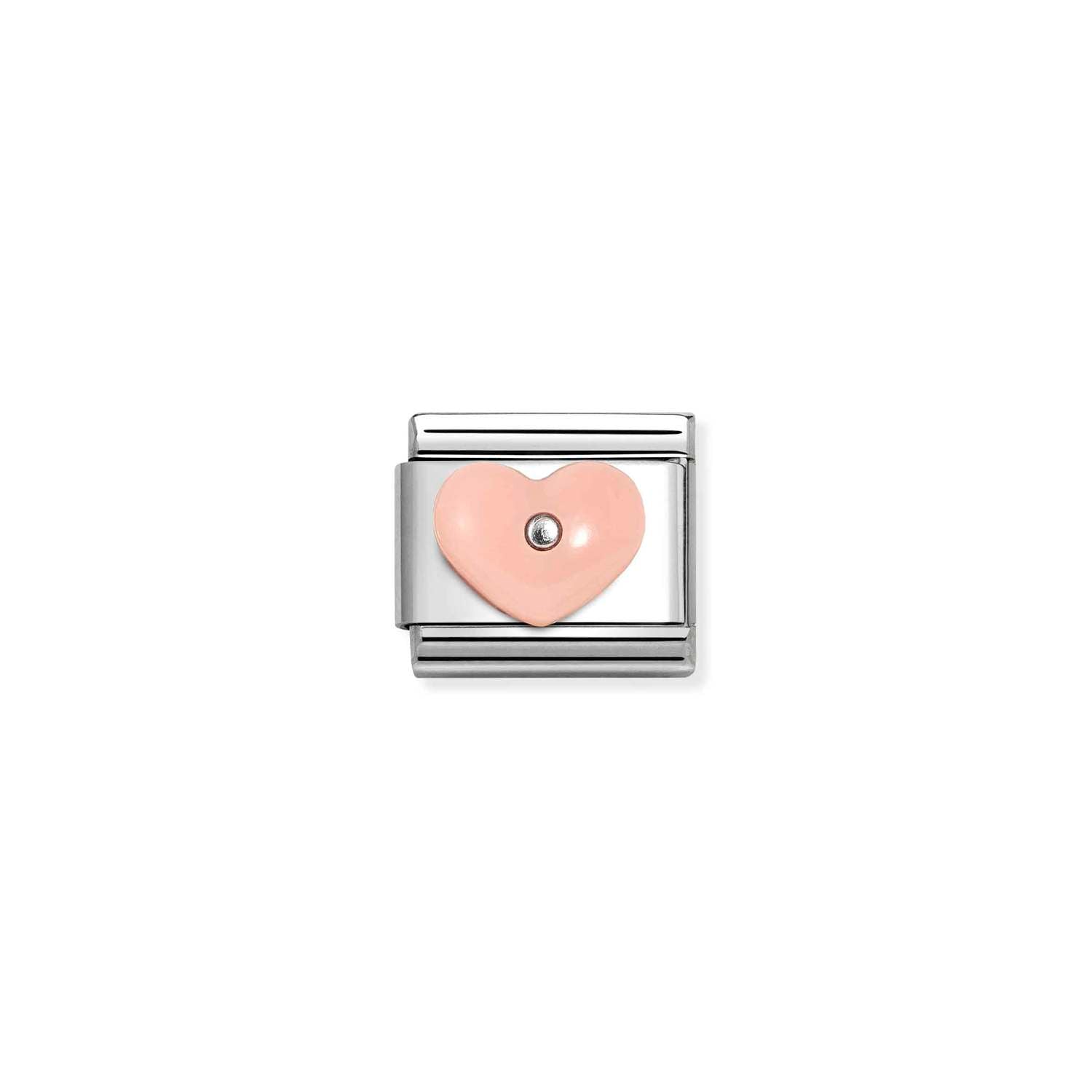 Nomination COMPOSABLE CLASSIC EDELSTEINSYMBOLE Element aus Edelstahl, mit 925er Silber und Edelsteinen verziert (18_(Herz, Harz/Rosa))