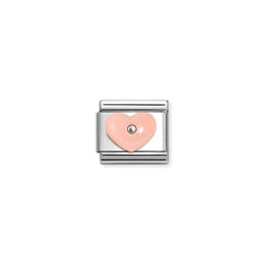 Nomination COMPOSABLE CLASSIC EDELSTEINSYMBOLE Element aus Edelstahl, mit 925er Silber und Edelsteinen verziert (18_(Herz, Harz/Rosa))