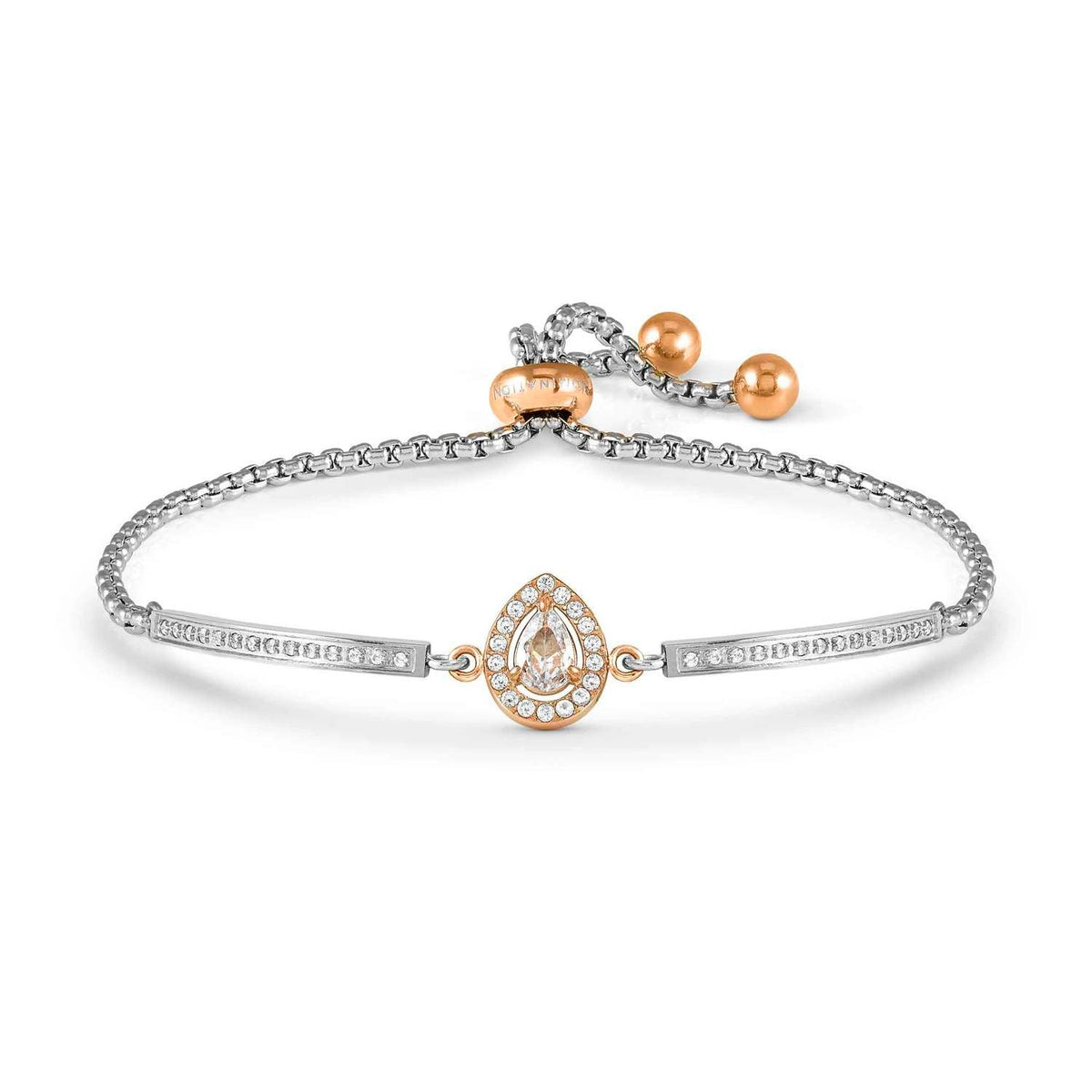 Nomination ROYALDREAM Armband aus Edelstahl, dazu rosé PVD-beschichtetes Schmuckelement, mit Cubic Zirkonia besetzt (015_Tropfen)