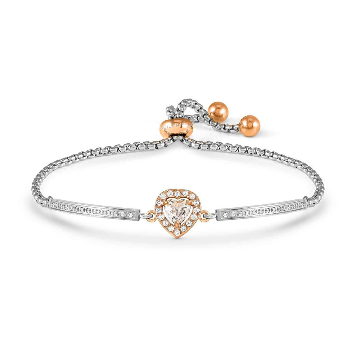 Nomination ROYALDREAM Armband aus Edelstahl, dazu rosé PVD-beschichtetes Schmuckelement, mit Cubic Zirkonia besetzt (031_Herz)