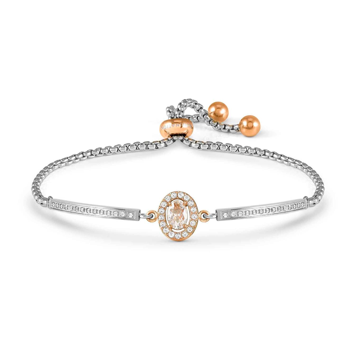 Nomination ROYALDREAM Armband aus Edelstahl, dazu rosé PVD-beschichtetes Schmuckelement, mit Cubic Zirkonia besetzt (038_(Oval))