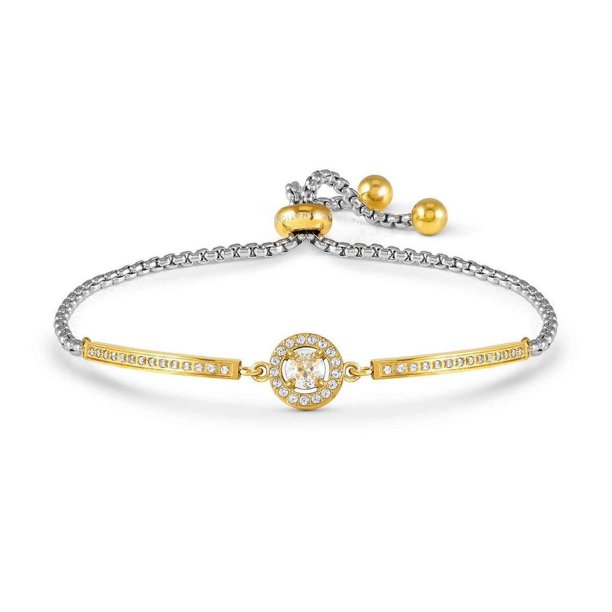 Nomination ROYALDREAM Armband aus Edelstahl, dazu gold PVD-beschichtetes Schmuckelement, mit Cubic Zirkonia besetzt (017_Kreis)
