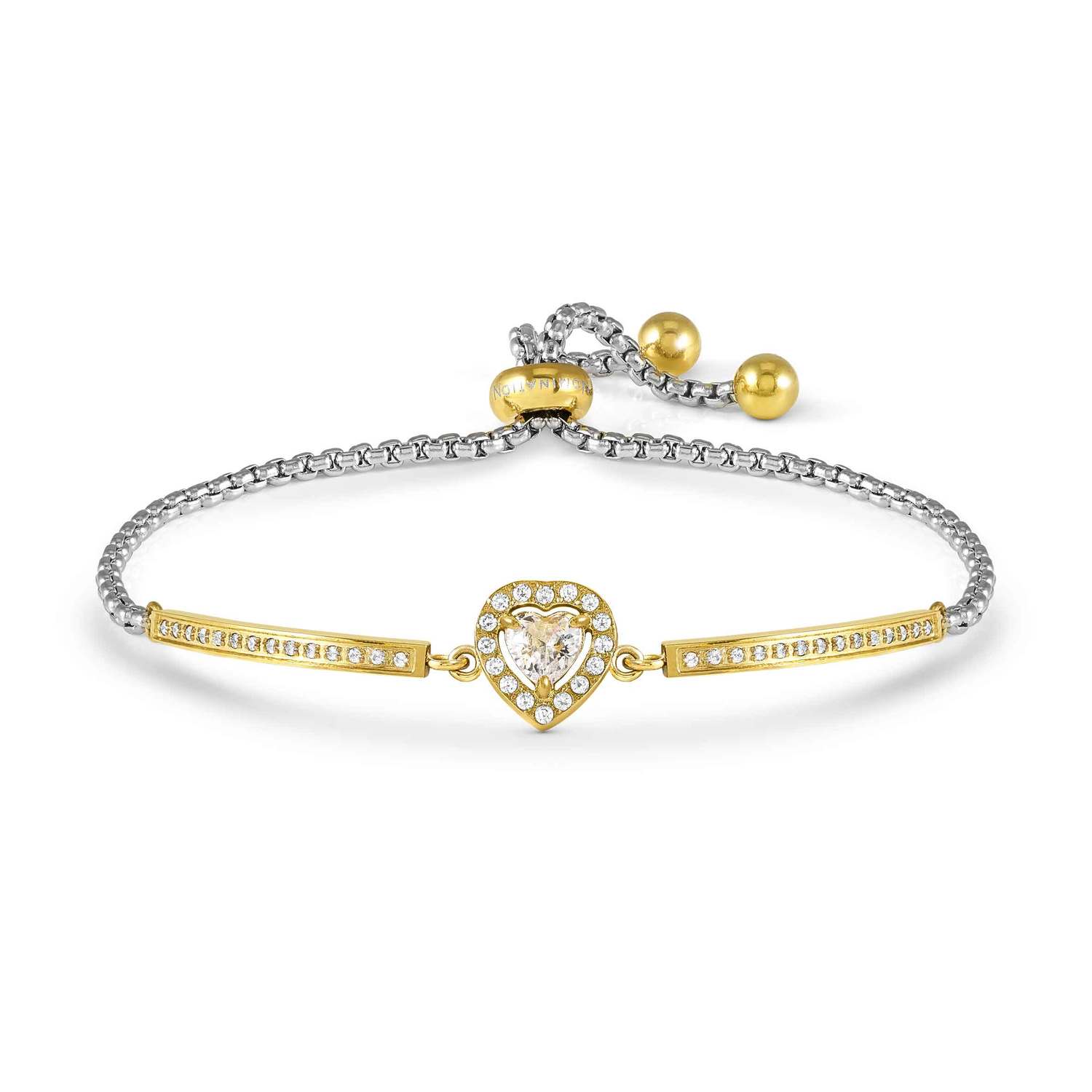 Nomination ROYALDREAM Armband aus Edelstahl, dazu gold PVD-beschichtetes Schmuckelement, mit Cubic Zirkonia besetzt (031_Herz)
