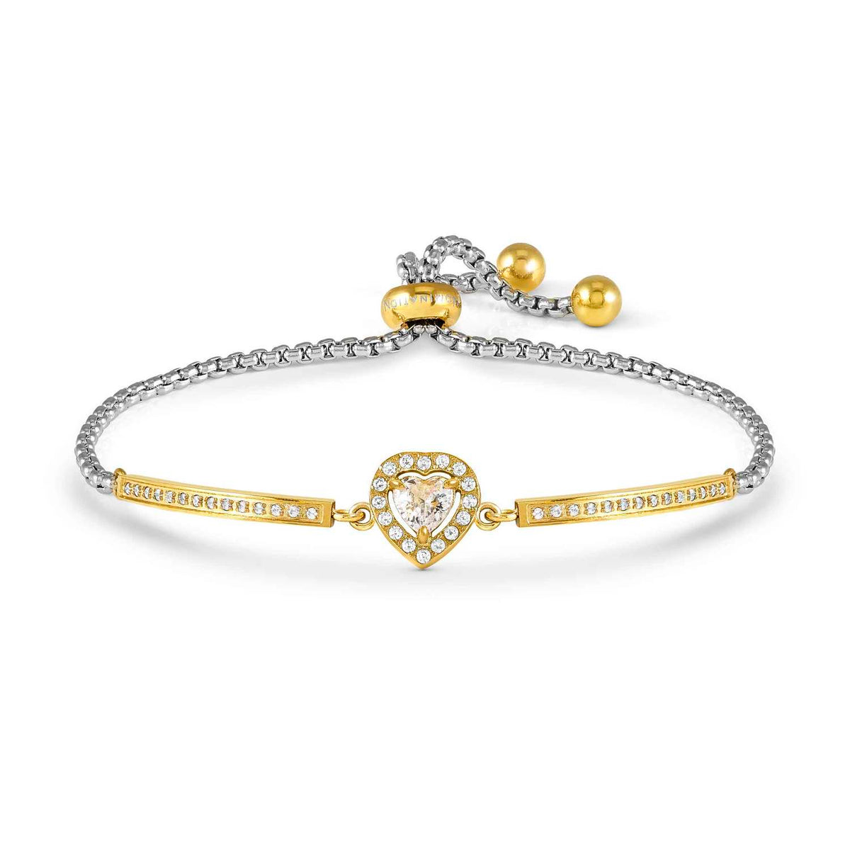 Nomination ROYALDREAM Armband aus Edelstahl, dazu gold PVD-beschichtetes Schmuckelement, mit Cubic Zirkonia besetzt (031_Herz)