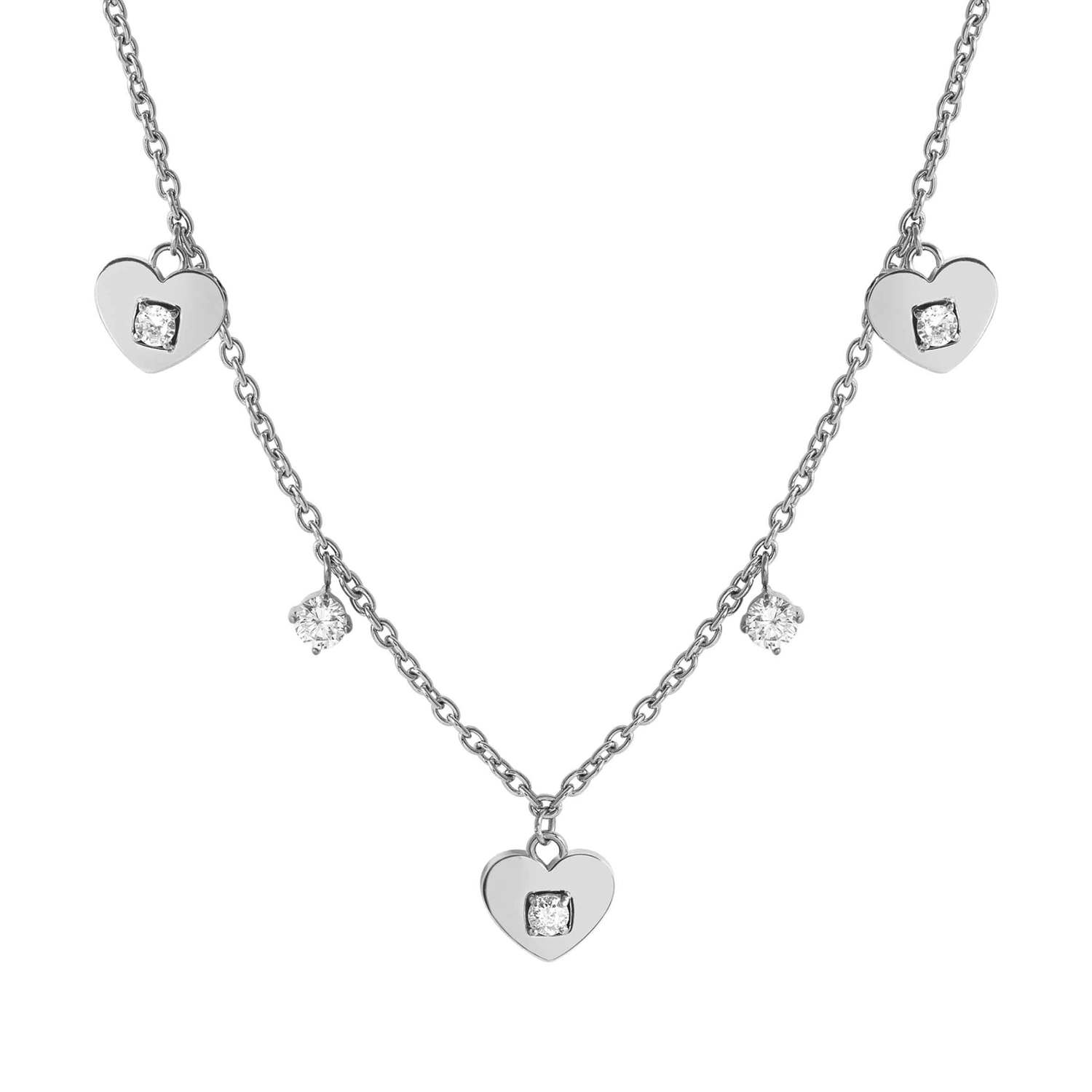 Nomination MYSOPHIE Halskette aus Edelstahl, dazu 3 Symbole und Charm-Anhänger, mit Cubic Zirkonia verziert (022_Herz)
