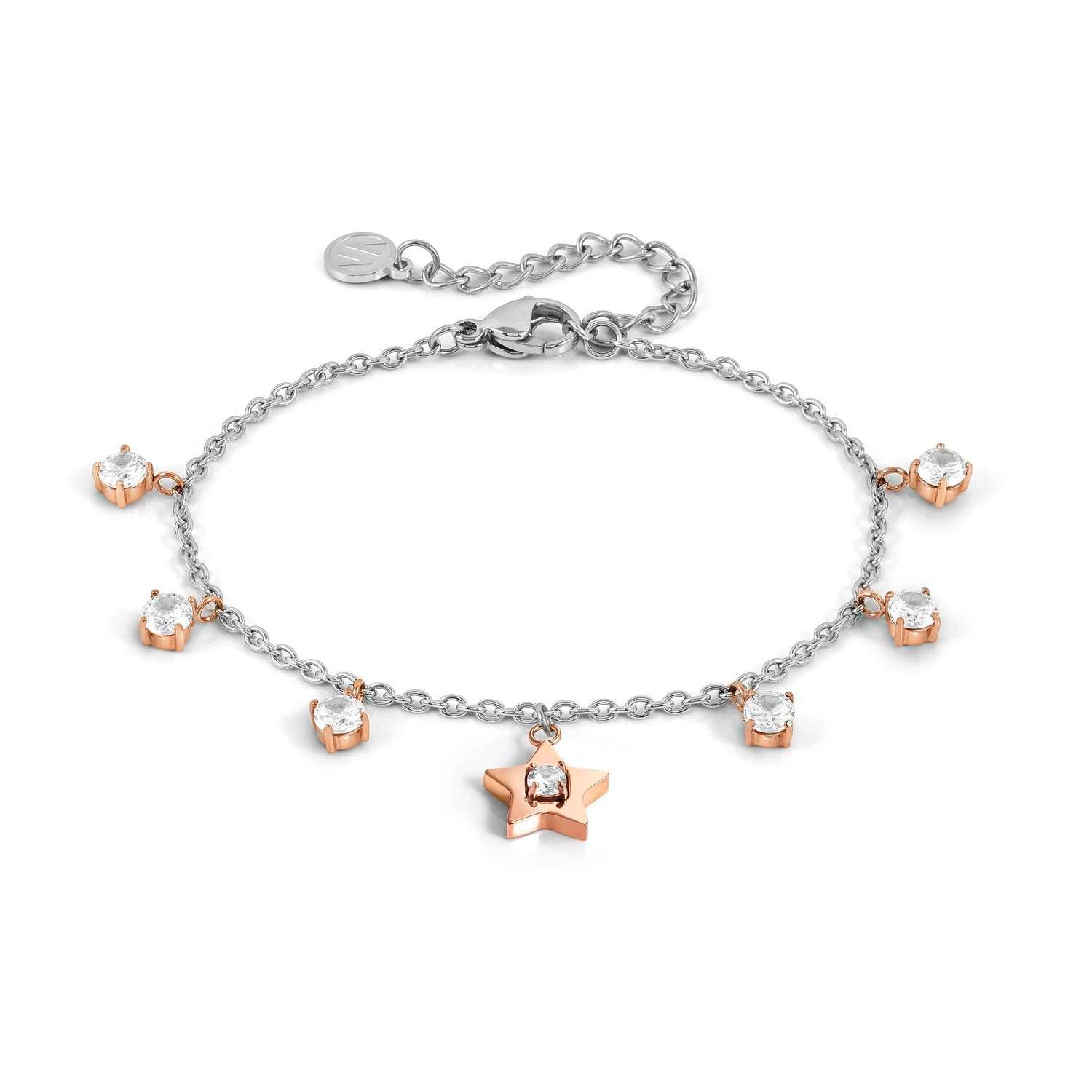 Nomination MYSOPHIE Armband aus Edelstahl, dazu mit Cubic Zirkonia verzierte Charm-Anhänger, rosé PVD-beschichtet (023_Stern)
