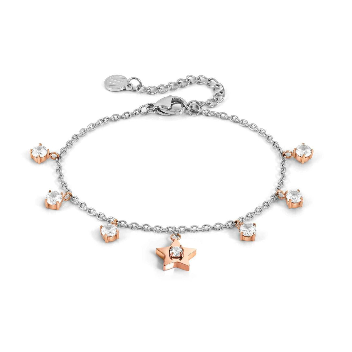 Nomination MYSOPHIE Armband aus Edelstahl, dazu mit Cubic Zirkonia verzierte Charm-Anhänger, rosé PVD-beschichtet (023_Stern)