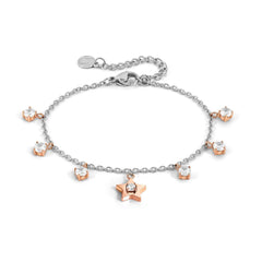 Nomination MYSOPHIE Armband aus Edelstahl, dazu mit Cubic Zirkonia verzierte Charm-Anhänger, rosé PVD-beschichtet (023_Stern)