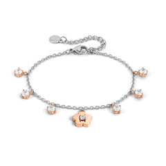 Nomination MYSOPHIE Armband aus Edelstahl, dazu mit Cubic Zirkonia verzierte Charm-Anhänger, rosé PVD-beschichtet (059_(Blume))