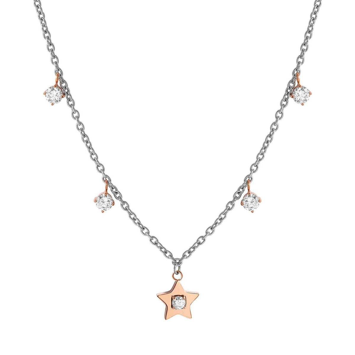 Nomination MYSOPHIE Halskette aus Edelstahl, dazu 1 Symbol und Charm-Anhänger, rosé PVD-beschichtet und mit Cubic Zirkonia verziert (023_Stern)