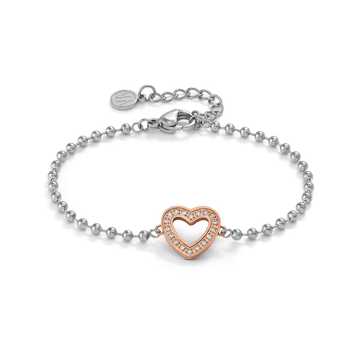 Nomination SOFFIO D'AMORE Armband aus Edelstahl, dazu mit Cubic Zirkonia besetztes Schmuckelement, rosé PVD-beschichtet (022_Herz)