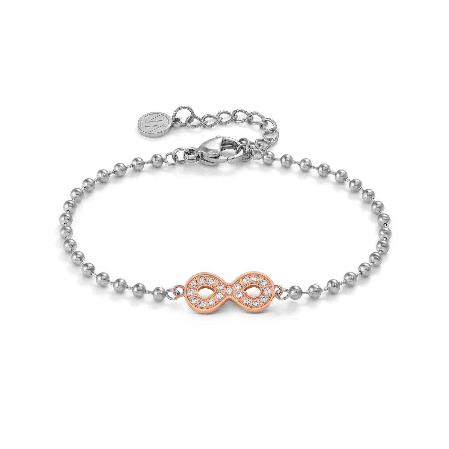 Nomination SOFFIO D'AMORE Armband aus Edelstahl, dazu mit Cubic Zirkonia besetztes Schmuckelement, rosé PVD-beschichtet (024_Unendliche)