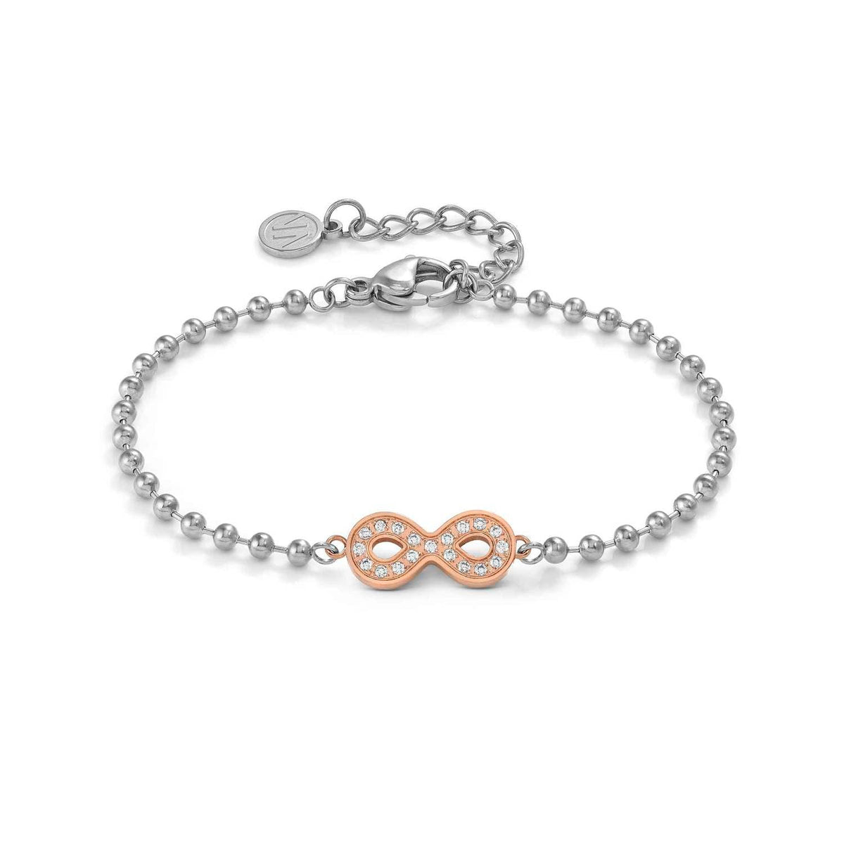 Nomination SOFFIO D'AMORE Armband aus Edelstahl, dazu mit Cubic Zirkonia besetztes Schmuckelement, rosé PVD-beschichtet (024_Unendliche)