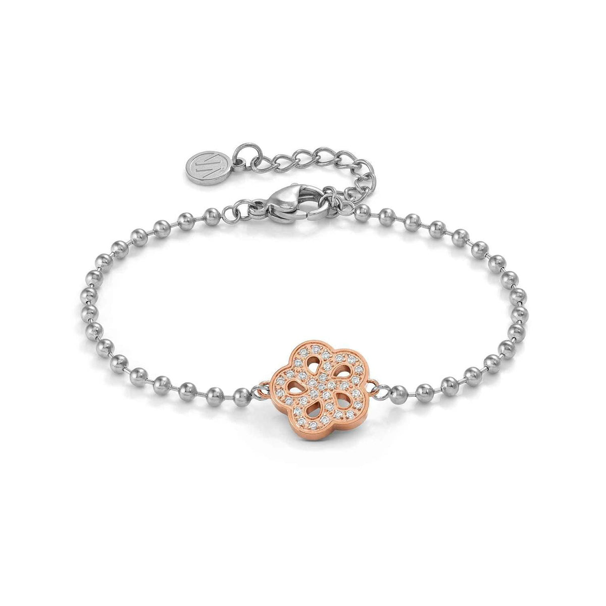 Nomination SOFFIO D'AMORE Armband aus Edelstahl, dazu mit Cubic Zirkonia besetztes Schmuckelement, rosé PVD-beschichtet (059_(Blume))