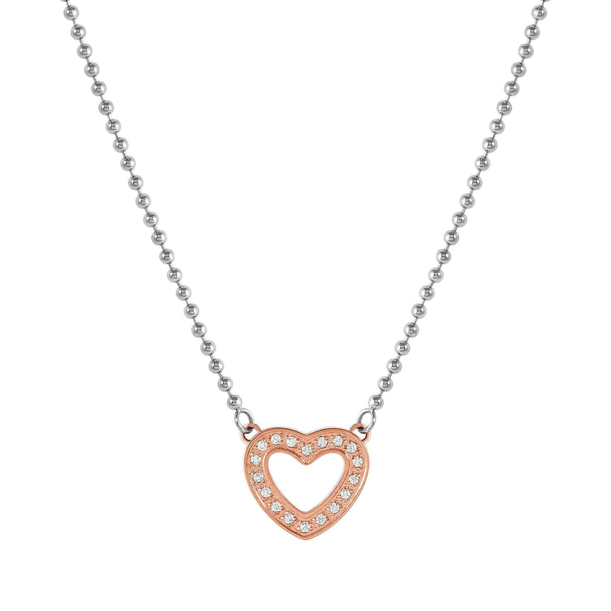 Nomination SOFFIO D'AMORE Halskette aus Edelstahl, dazu mit Cubic Zirkonia besetzter Anhänger, rosé PVD-beschichtet (022_Herz)