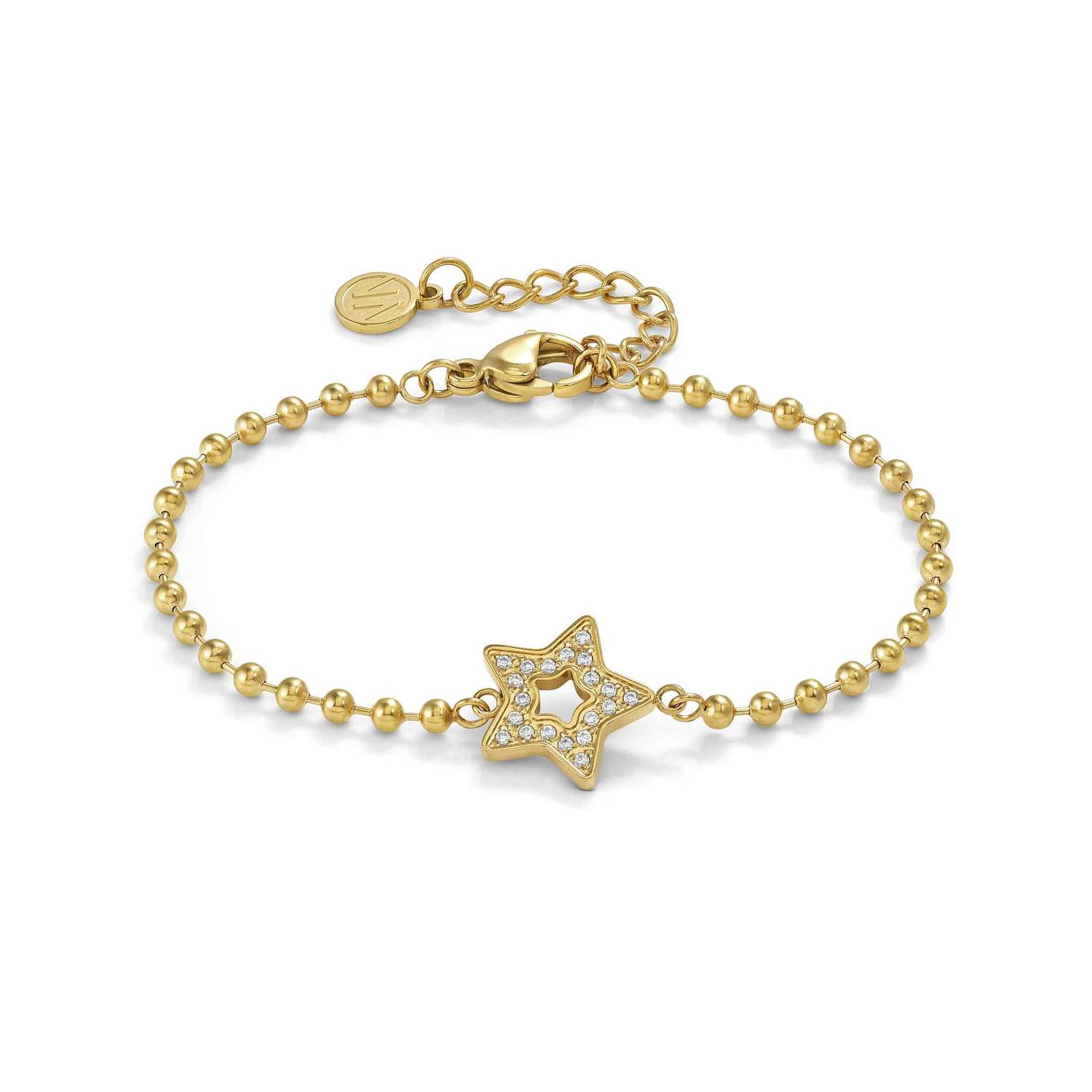 Nomination SOFFIO D'AMORE Armband aus Edelstahl, gold PVD-beschichtet, dazu mit Cubic Zirkonia besetztes Schmuckelement (023_Stern)
