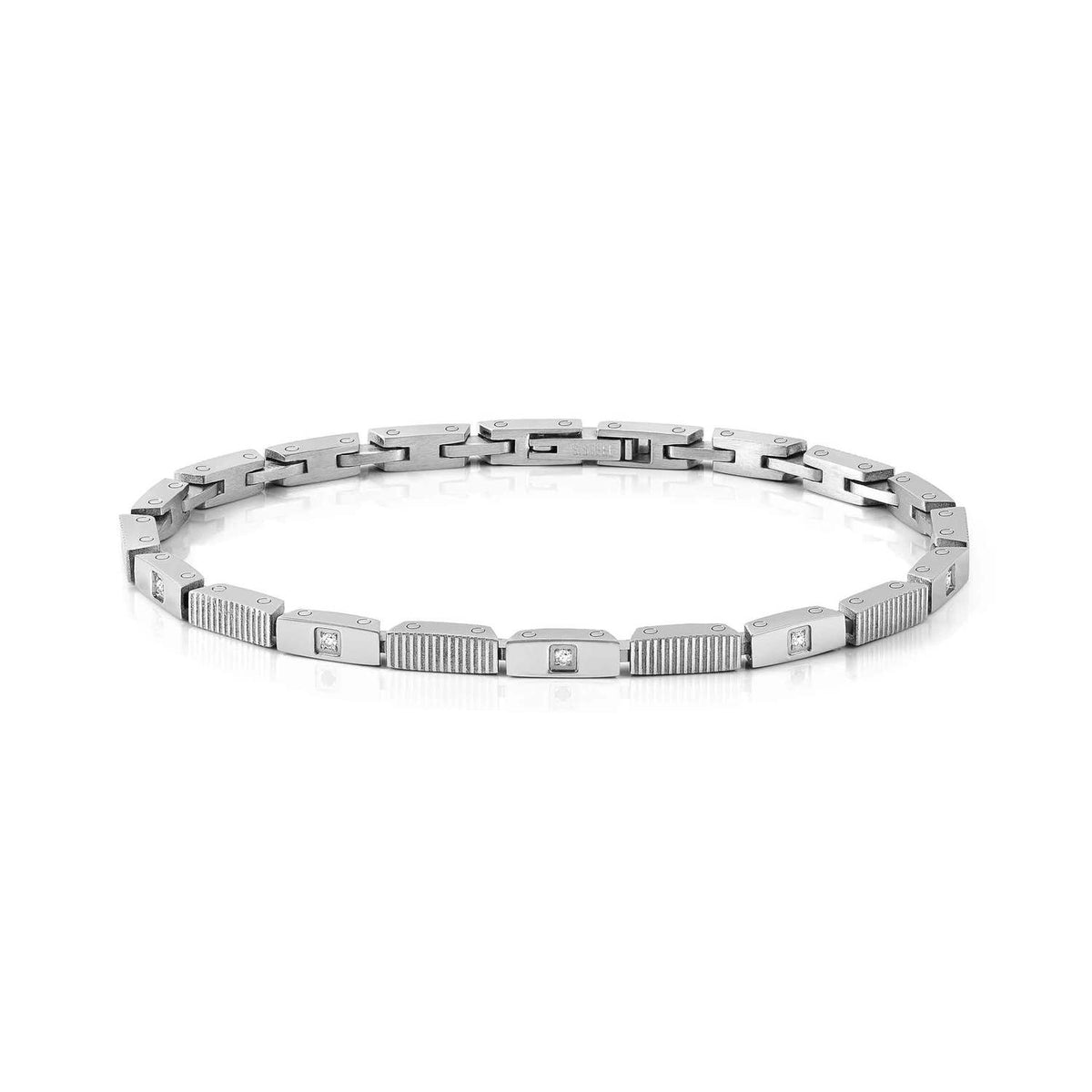 Nomination STRONG DIAMOND Armband aus Edelstahl, mit 8 Diamanten verziert (001_WEISS)