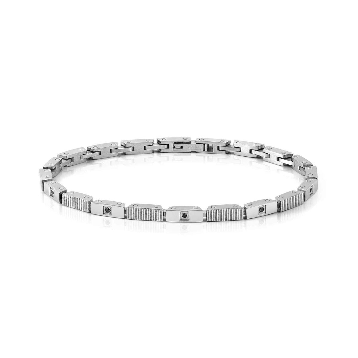 Nomination STRONG DIAMOND Armband aus Edelstahl, mit 8 Diamanten verziert (007_SCHWARZ)
