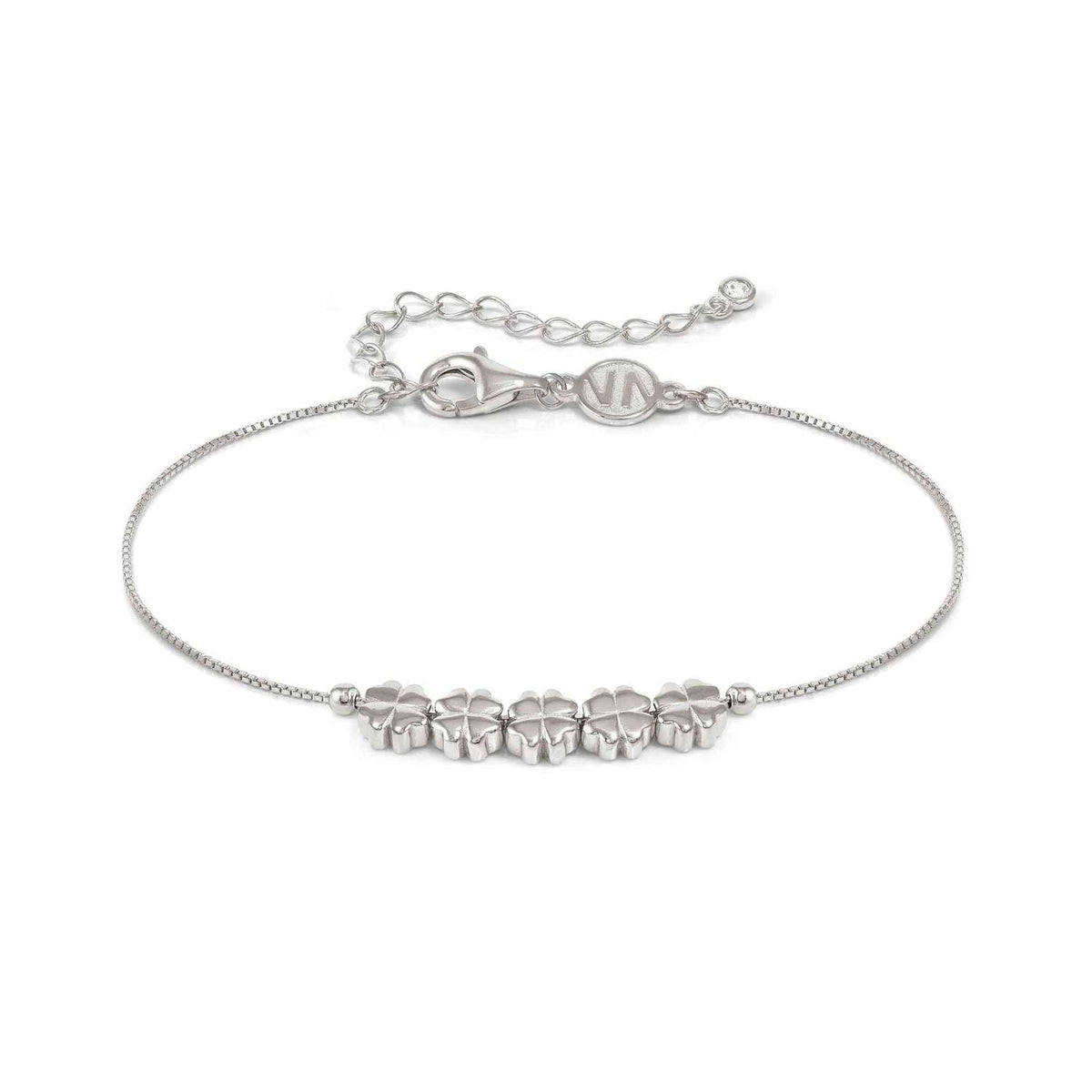Nomination ARMONICA Armband aus 925er Silber, dazu 5 Schmuckelemente, Verschluss mit Cubic Zirkonia verziert (001_Kleeblatt Silber)