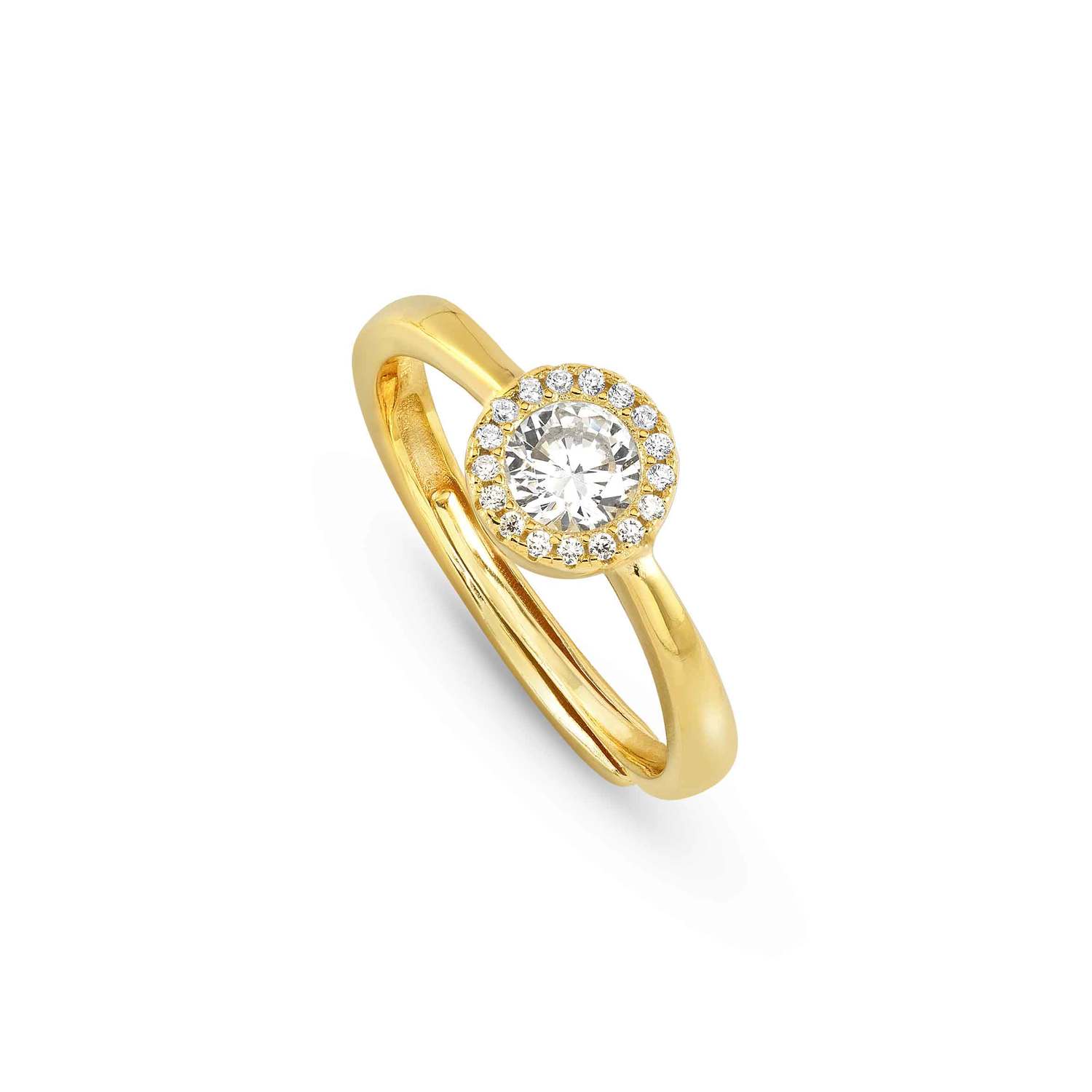 Nomination SEIDIVINA Ring aus 925er Silber, dazu mit Cubic Zirkonia besetztes Schmuckelement (012_(Gelb vergoldet))