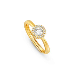 Nomination SEIDIVINA Ring aus 925er Silber, dazu mit Cubic Zirkonia besetztes Schmuckelement (012_(Gelb vergoldet))