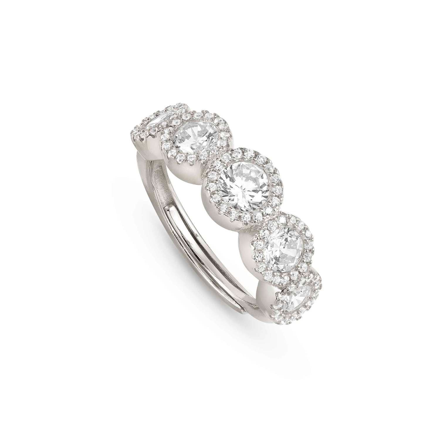 Nomination SEIDIVINA Ring aus 925er Silber, dazu 5 mit Cubic Zirkonia besetzte Schmuckelemente (010_(Silber))