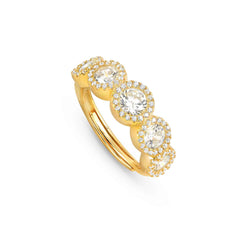 Nomination SEIDIVINA Ring aus 925er Silber, dazu 5 mit Cubic Zirkonia besetzte Schmuckelemente (012_(Gelb vergoldet))