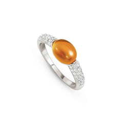 Nomination MYRADIANCE Ring aus 925er Silber, mit Cubic Zirkonia besetzt, dazu synthetischer Schmuckstein (klein) (040_(Bernstein-Gelb)-006_Grosse 15)