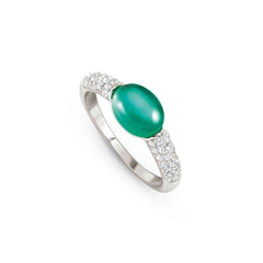 Nomination MYRADIANCE Ring aus 925er Silber, mit Cubic Zirkonia besetzt, dazu synthetischer Schmuckstein (klein) (041_(Paraiba-Turmalin-Grün)-005_Grosse 13)