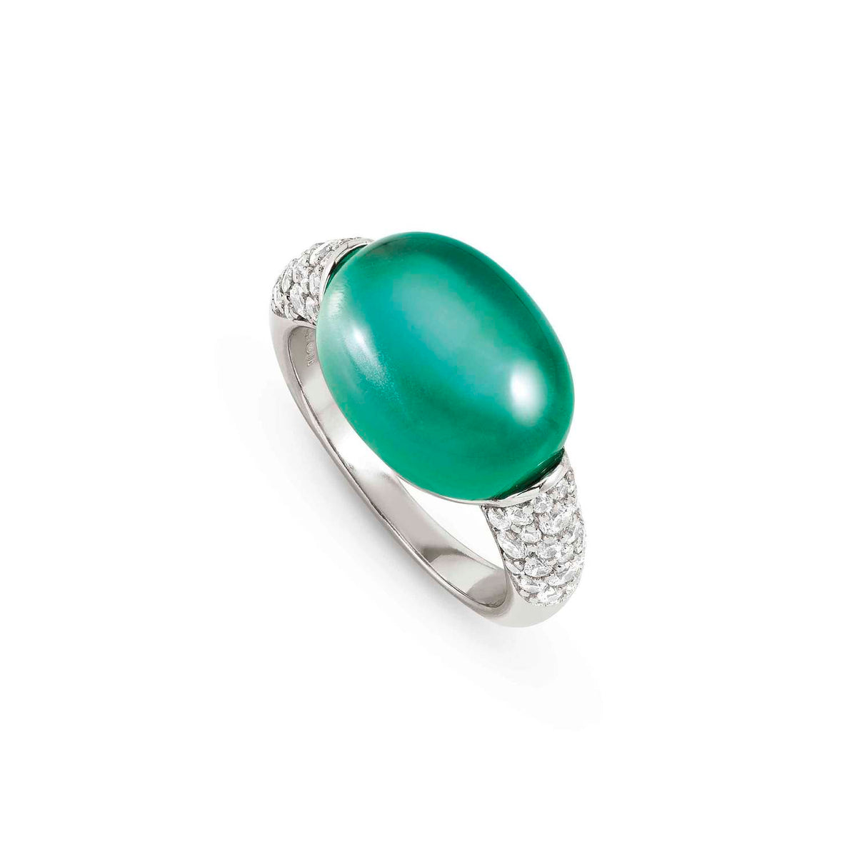 Nomination MYRADIANCE Ring aus 925er Silber, mit Cubic Zirkonia besetzt, dazu synthetischer Schmuckstein (groß) (041_(Paraiba-Turmalin-Grün)-005_Grosse 13)