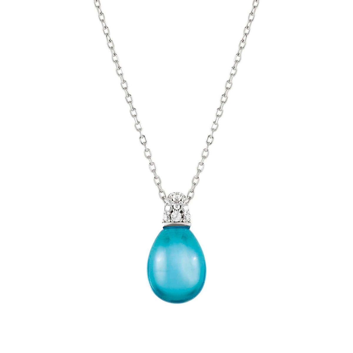 Nomination MYRADIANCE Halskette aus 925er Silber, mit Cubic Zirkonia verziert, dazu synthetischer Schmuckstein-Anhänger (042_(Topas-Hellblau))