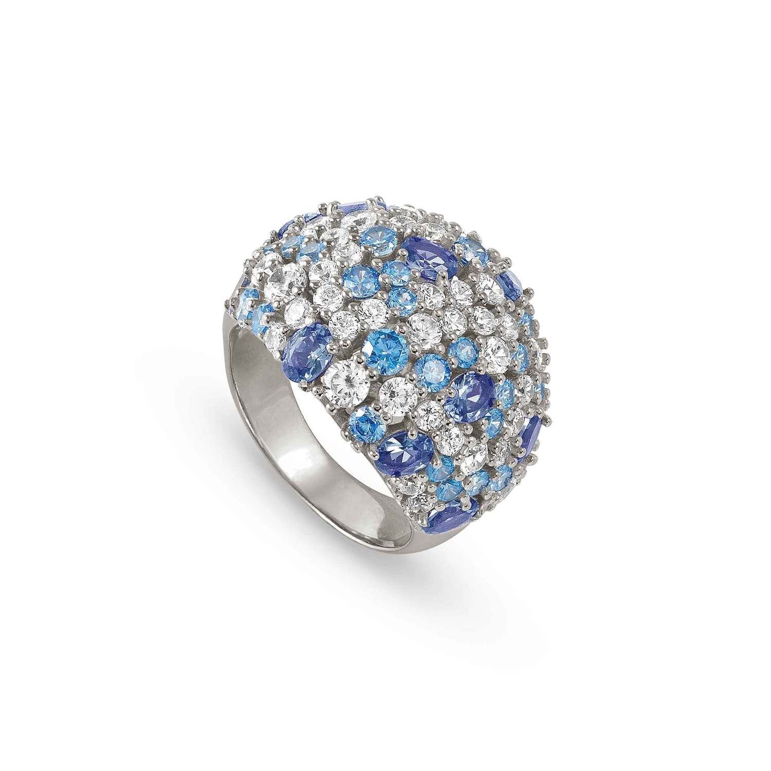 Nomination MOSAICA Ring (groß) aus 925er Silber mit farbigen Cubic Zirkonia besetzt (010_(Silber)-008_Grosse 17)