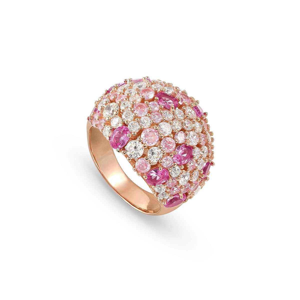 Nomination MOSAICA Ring (groß) aus 925er Silber mit farbigen Cubic Zirkonia besetzt (011_Rosevergoldet-008_Grosse 17)
