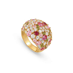 Nomination MOSAICA Ring (groß) aus 925er Silber mit farbigen Cubic Zirkonia besetzt (012_(Gelb vergoldet)-005_Grosse 13)