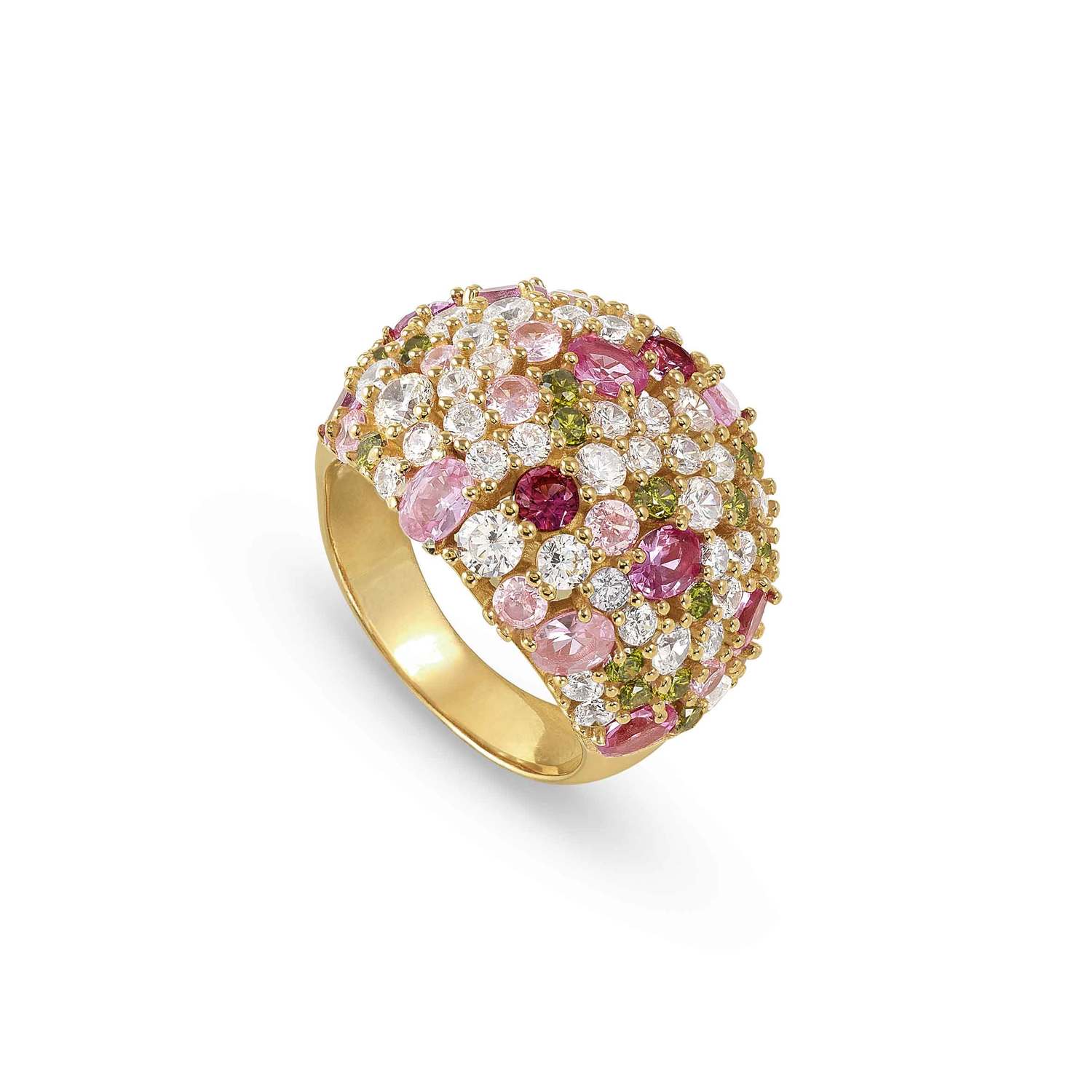Nomination MOSAICA Ring (groß) aus 925er Silber mit farbigen Cubic Zirkonia besetzt (012_(Gelb vergoldet)-006_Grosse 15)
