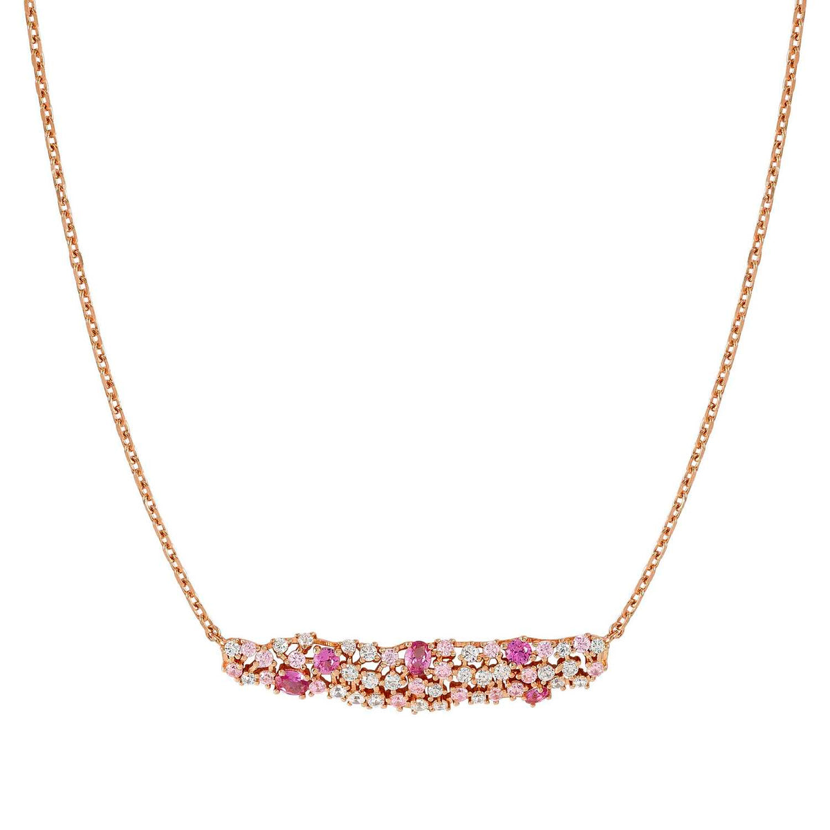 Nomination MOSAICA Halskette aus 925er Silber, dazu mit farbigen Cubic Zirkonia besetzte Plakette (011_Rosevergoldet)