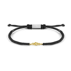 Nomination REFINED Seilarmband (Schwarz) mit Edelstahlverschluss, dazu Schmuckelement aus 18kt Gold (024_Knoten)