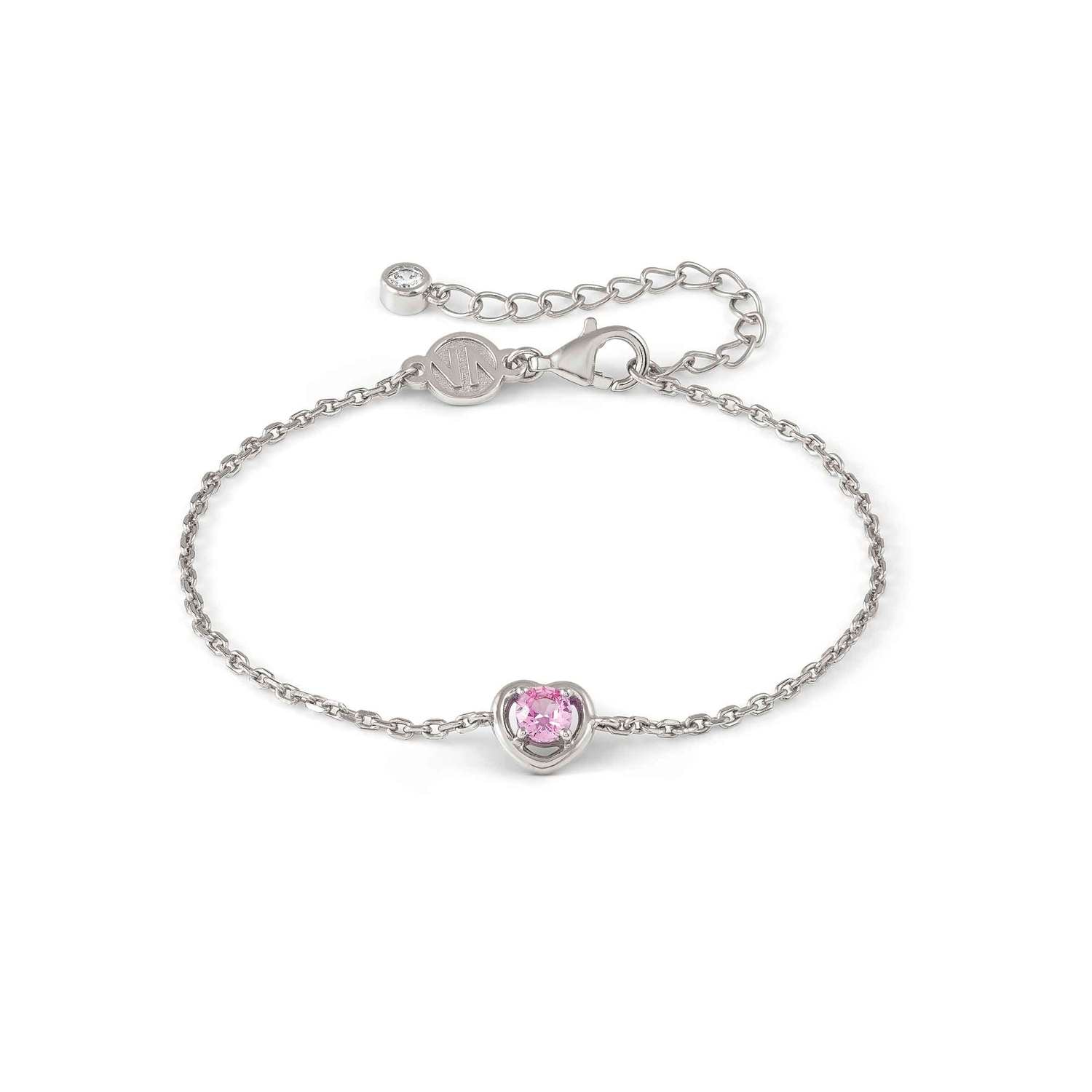 Nomination COSMICLOVE Armband aus 925er Silber, mit farbigem Cubic Zirkonia-Herz verziert (002_ROSA)