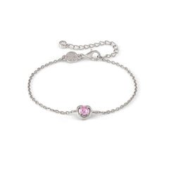 Nomination COSMICLOVE Armband aus 925er Silber, mit farbigem Cubic Zirkonia-Herz verziert (002_ROSA)