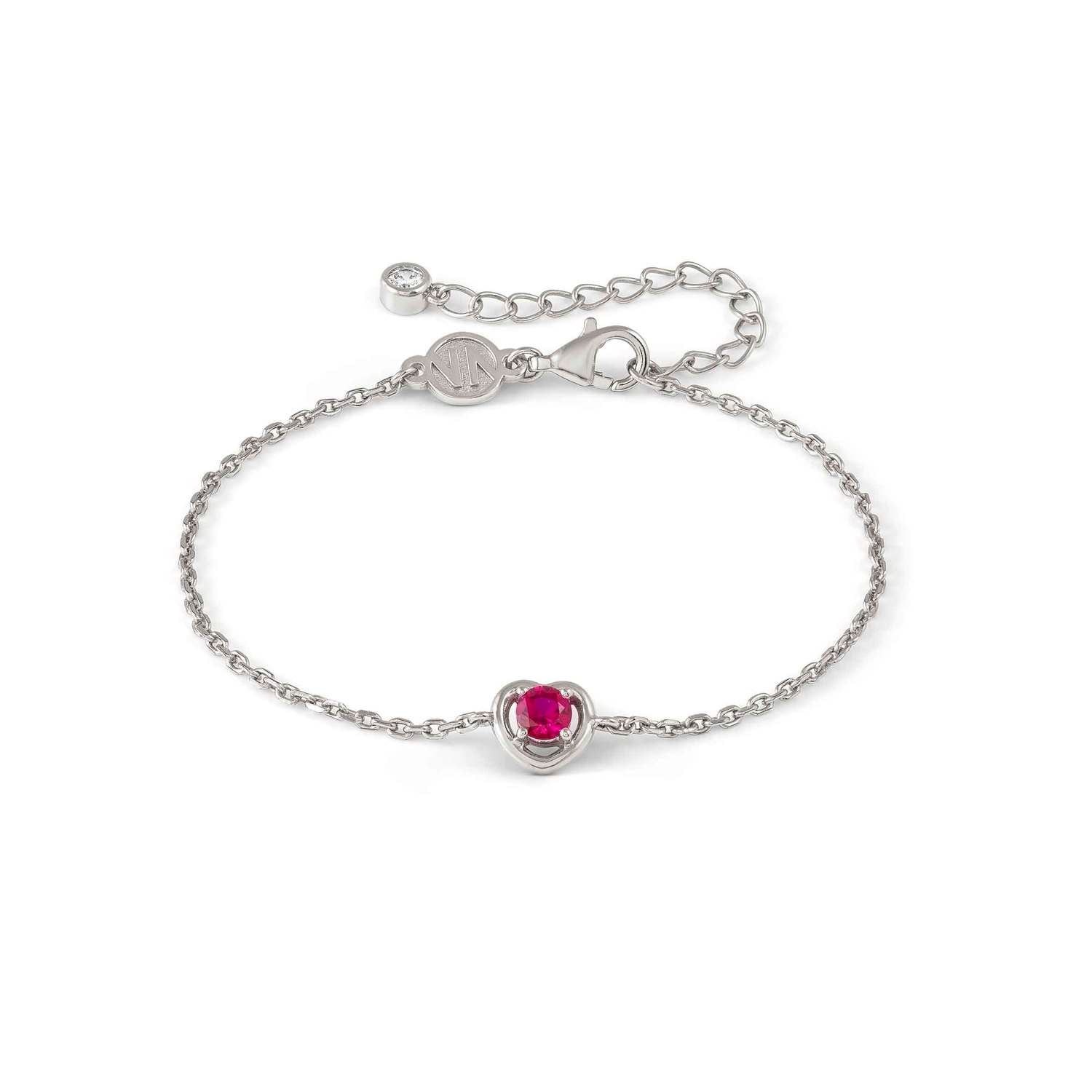Nomination COSMICLOVE Armband aus 925er Silber, mit farbigem Cubic Zirkonia-Herz verziert (006_ROT)