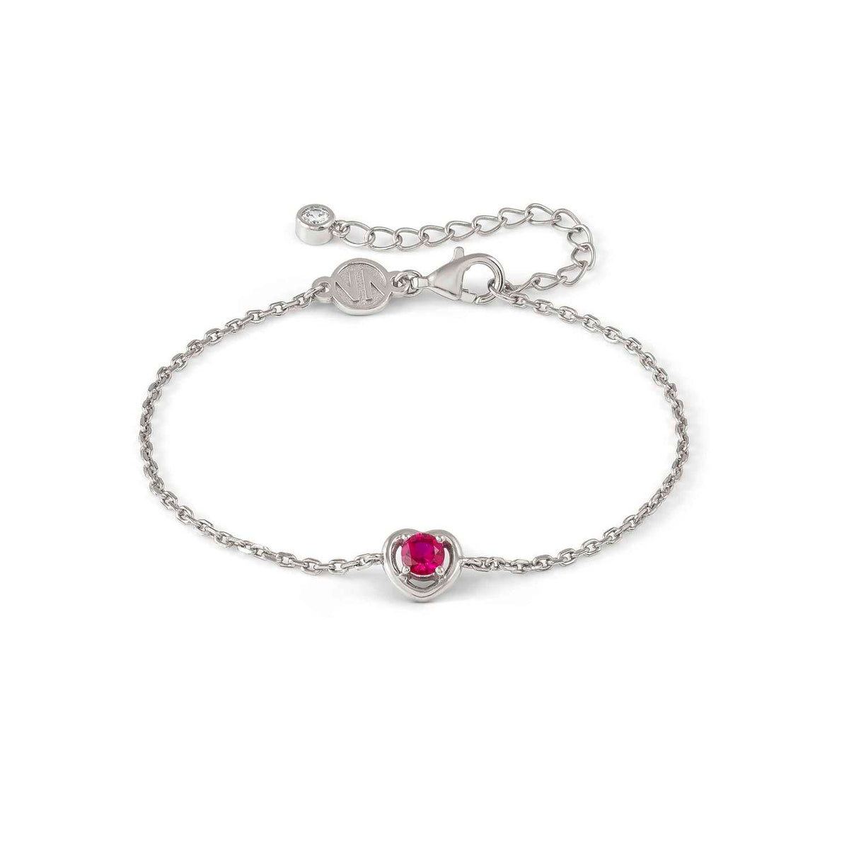 Nomination COSMICLOVE Armband aus 925er Silber, mit farbigem Cubic Zirkonia-Herz verziert (006_ROT)