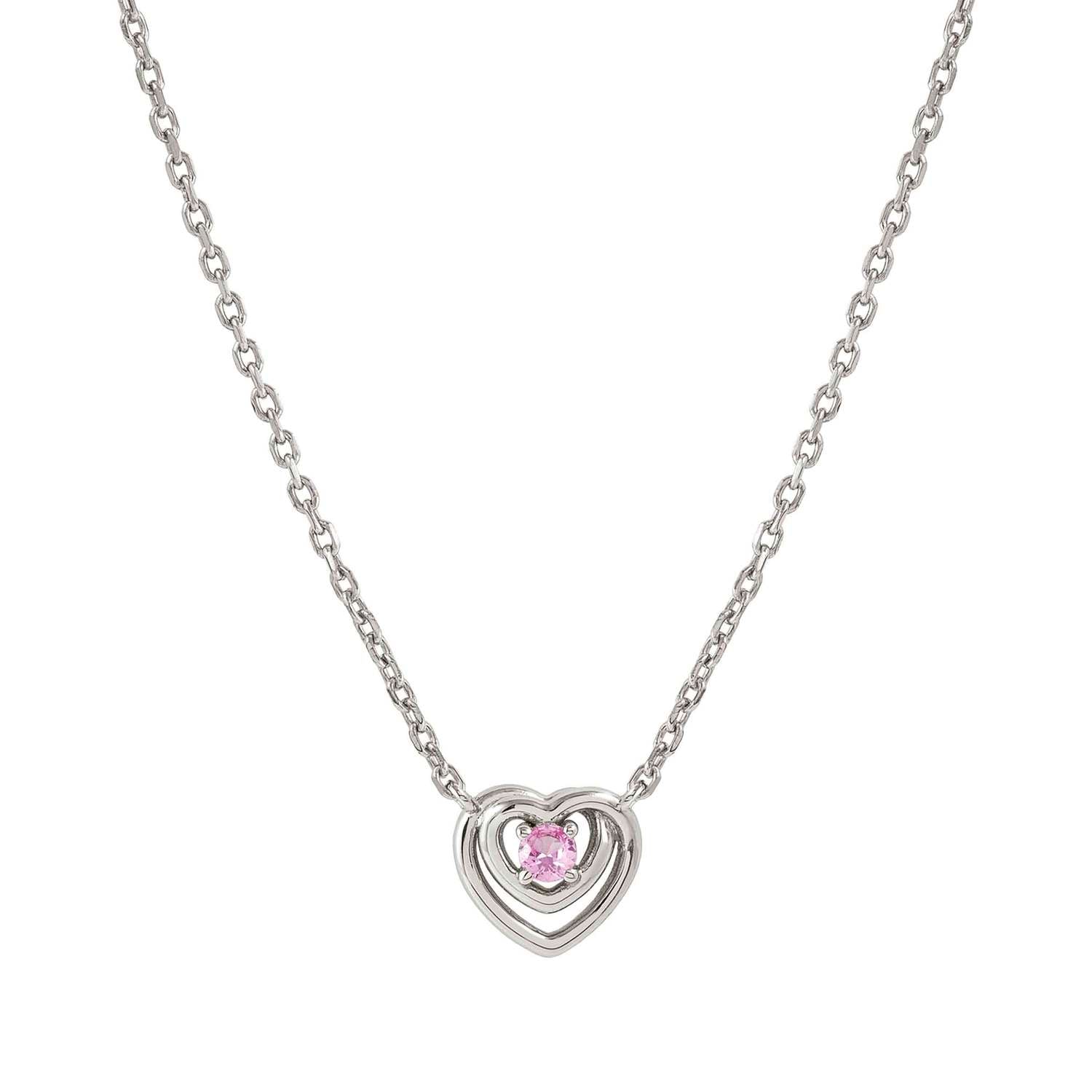 Nomination COSMICLOVE Halskette aus 925er Silber, dazu mit farbigem Cubic Zirkonia verzierter Herz-Anhänger (002_ROSA)