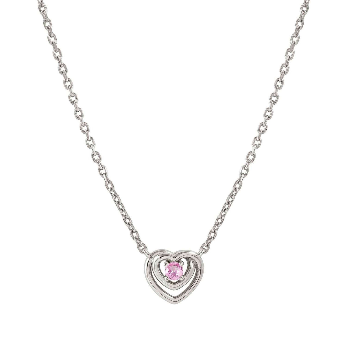 Nomination COSMICLOVE Halskette aus 925er Silber, dazu mit farbigem Cubic Zirkonia verzierter Herz-Anhänger (002_ROSA)
