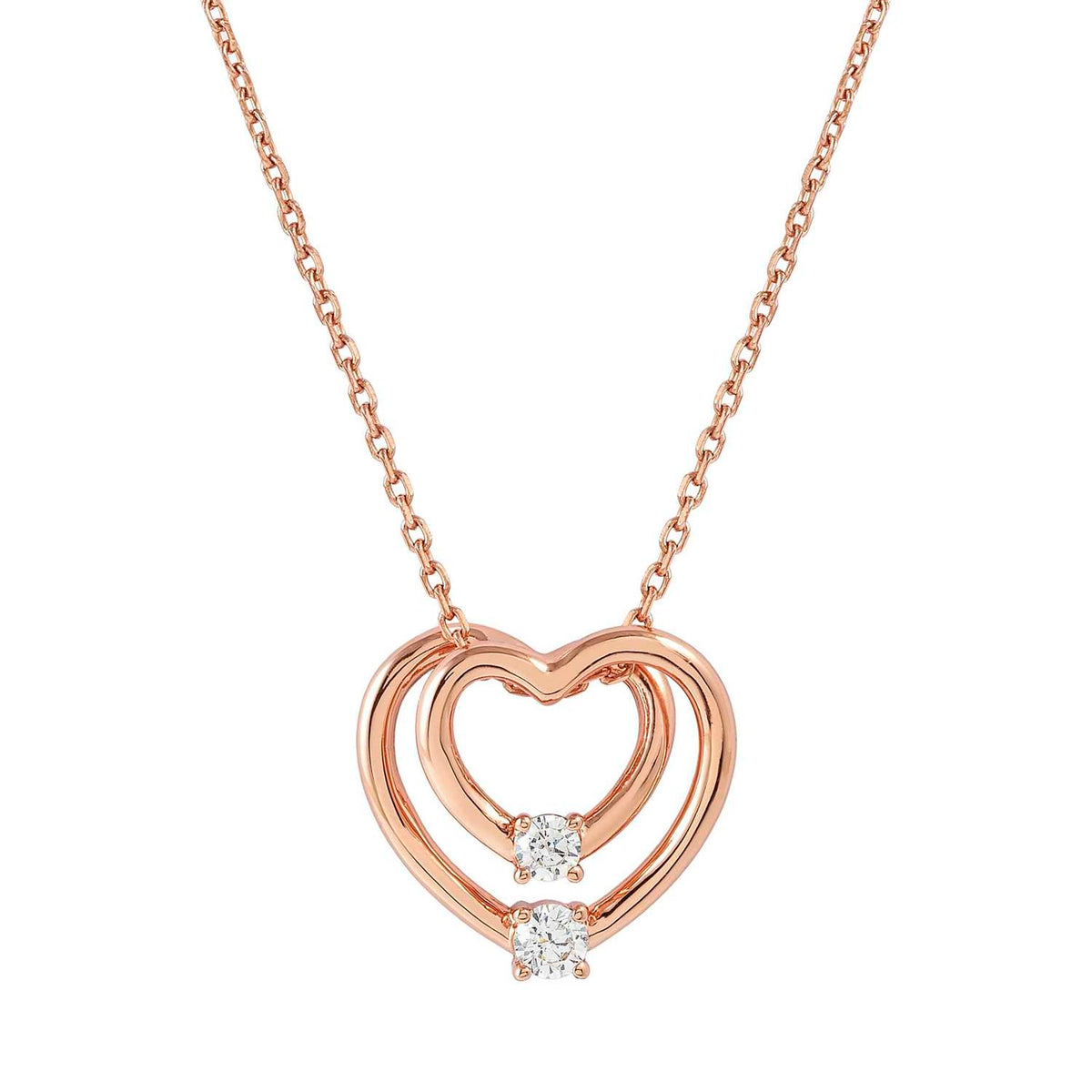 Nomination COSMICLOVE Halskette aus 925er Silber, dazu mit Cubic Zirkonia verzierter Anhänger (groß) (005_Herz Rosegold)