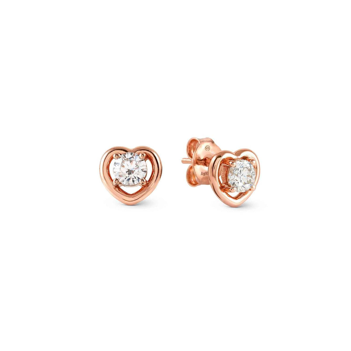 Nomination COSMICLOVE Ohrstecker aus 925er Silber, mit Cubic Zirkonia verziert (005_Herz Rosegold)