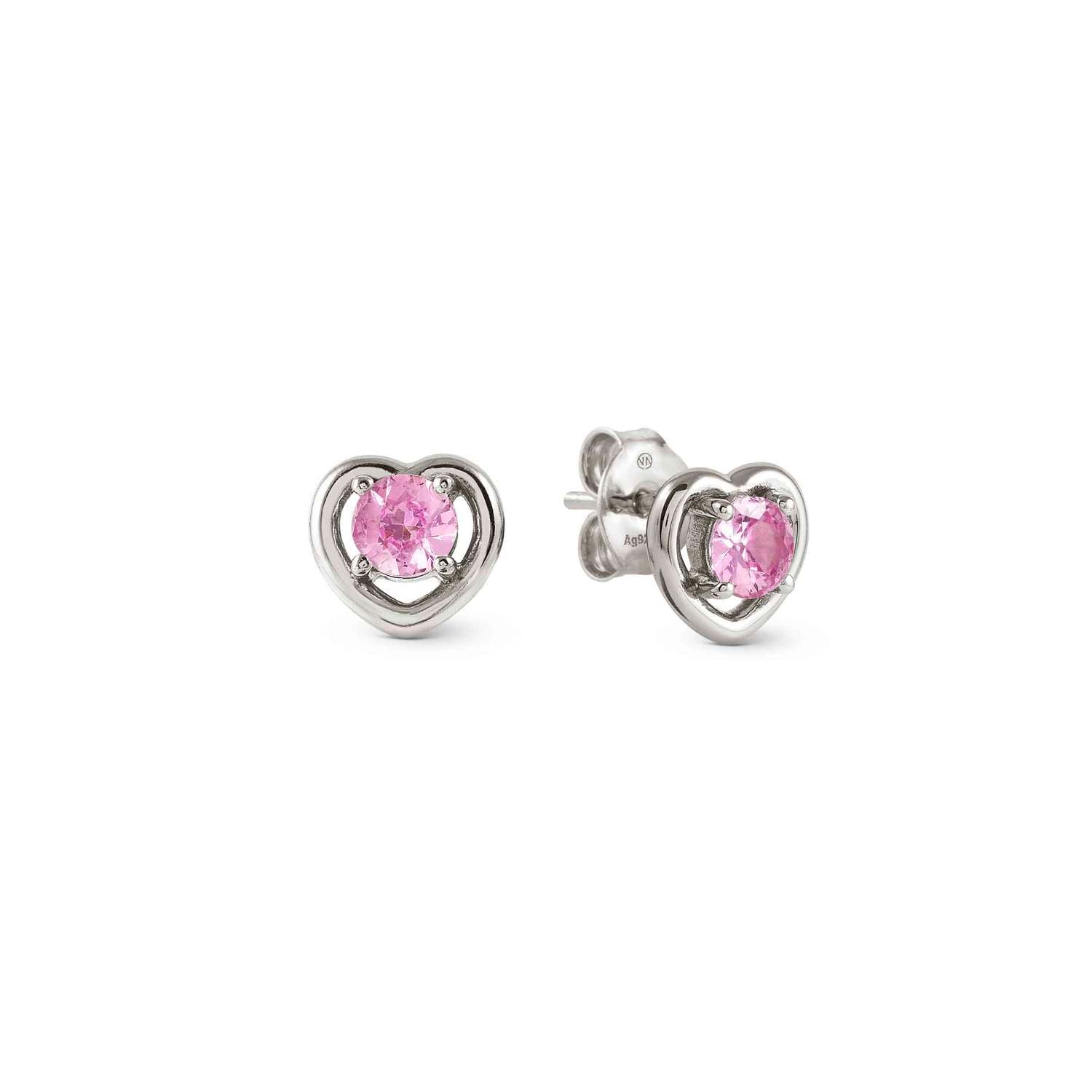 Nomination COSMICLOVE Herz-Ohrstecker aus 925er Silber, mit farbigem Cubic Zirkonia verziert (002_ROSA)