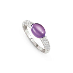 Nomination MYRADIANCE PRECIOUS Ring aus 925er Silber, mit Topasen (Weiß) besetzt, dazu natürlicher Schmuckstein (klein) (001_Amethyst-005_Grosse 13)